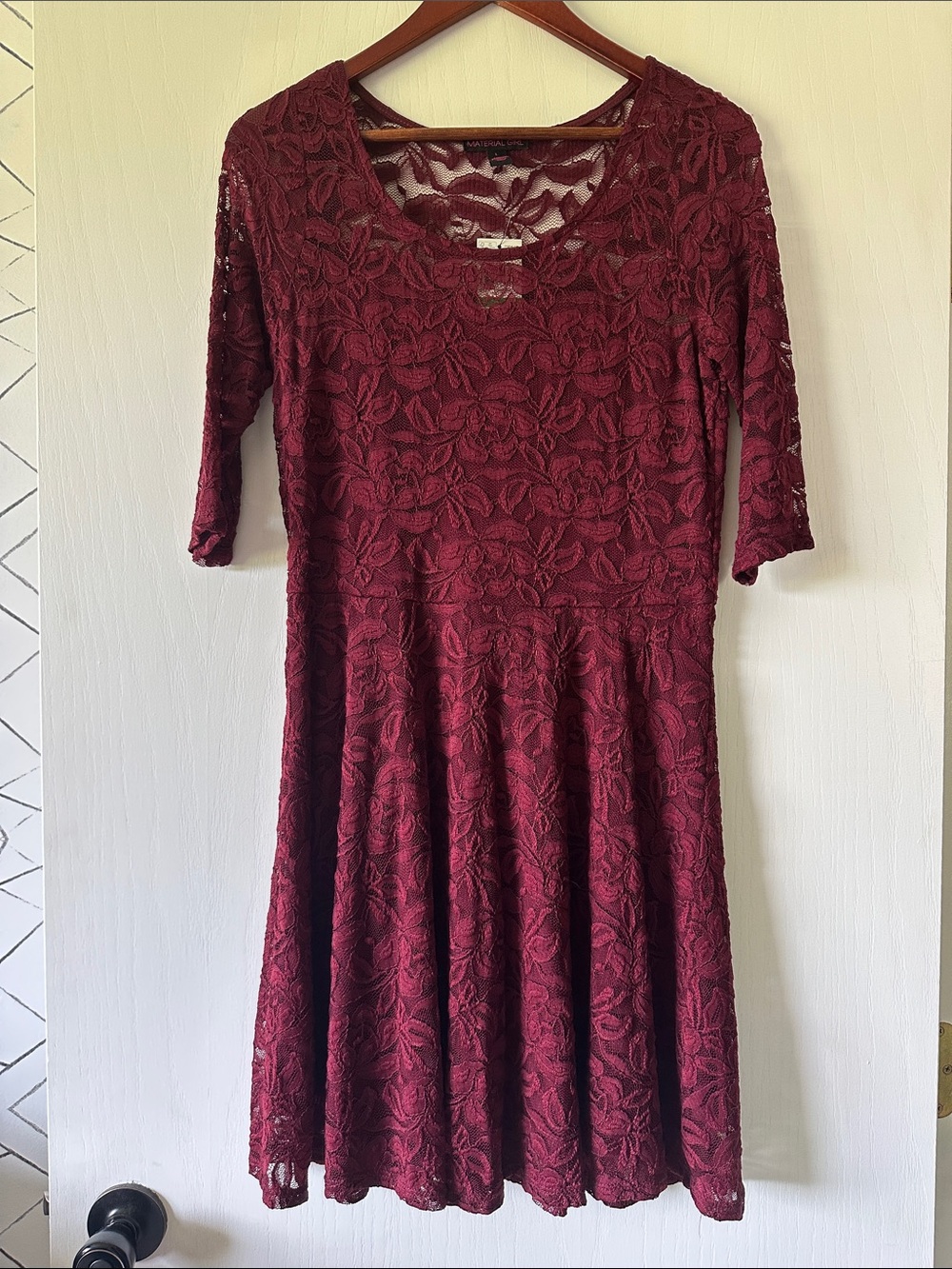 Material Girl Burgundy Lace Midi Dress